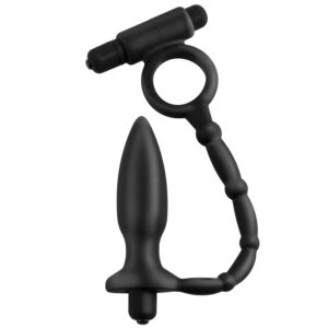 Anal Fantasy Ass-Kicker Anal Plug Med Penisring - Sort