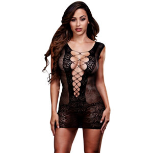 Baci Corset Front Blonde Mini Kjole - Sort - One Size