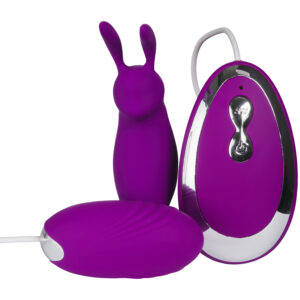 Baseks Bunny Tickler og Vibrator Æg med Fjernbetjening - Lilla