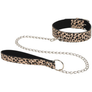 Baseks Leopard Halsbånd med Kæde - Brun