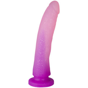Baseks Tofarvet Glitter Medium Dildo 20 cm - Lilla