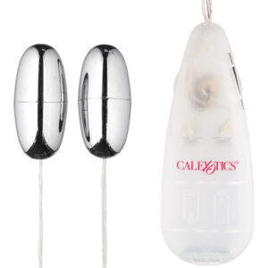 CalExotics Pocket Exotics Dobbelt Bullet Fjernbetjent Vibrator - Sølv