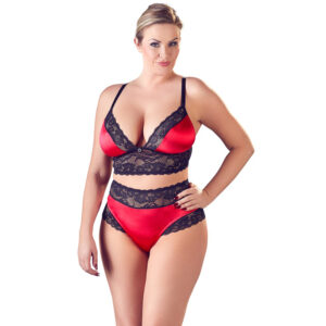Cottelli BH Sæt Rød Plus Size - Rød - 2XL