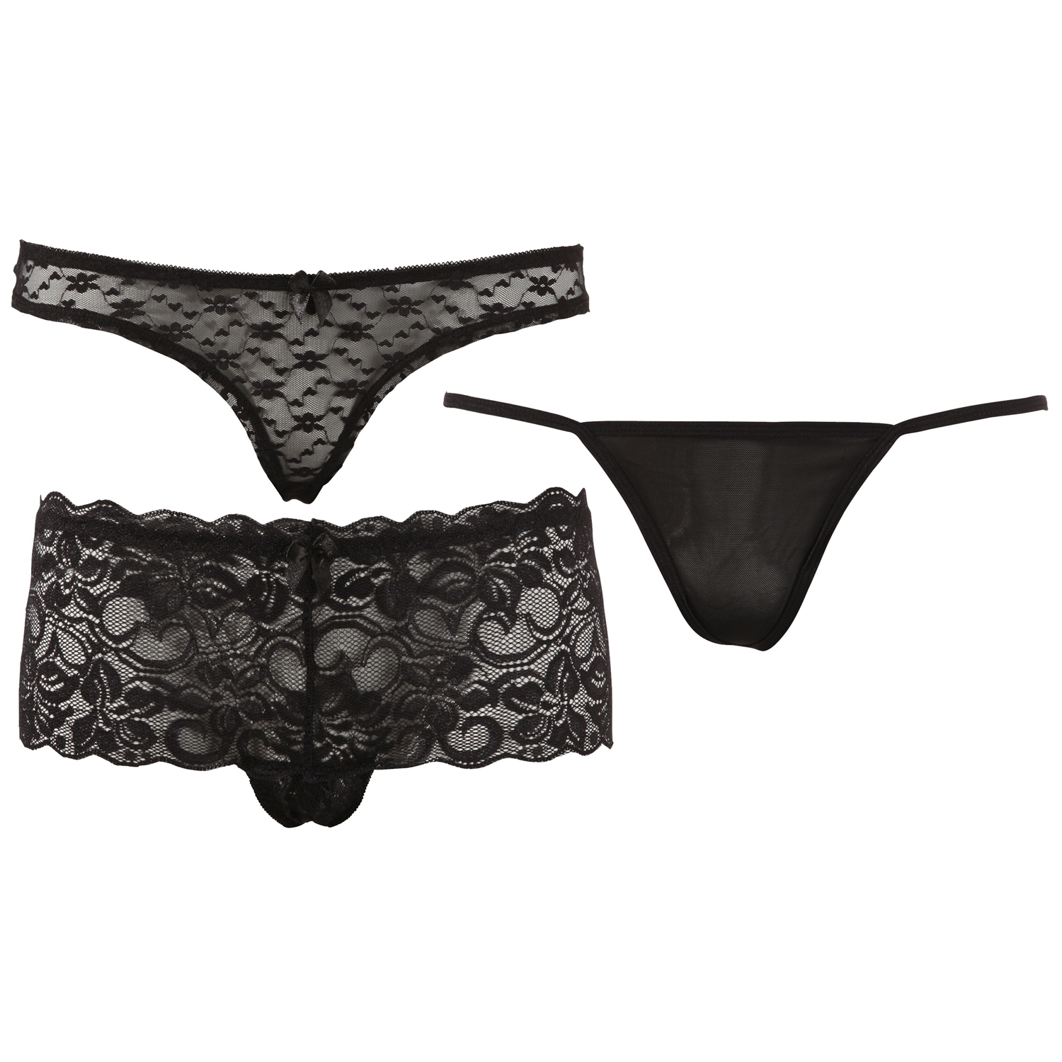 Cottelli Blonde Trusser 3 Pak Sæt - Sort - S Cottelli Blonde Trusser 3 Pak Sæt - Sort - S