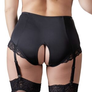 Cottelli Bundløs Trusse med Strømpestropper Plus Size - Sort - 4XL