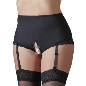 Cottelli Bundløs Trusse med Strømpestropper Plus Size - Sort - XL