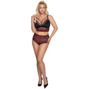 Cottelli Curves Rød Blonde BH Sæt Plus Size - Rød - 2XL