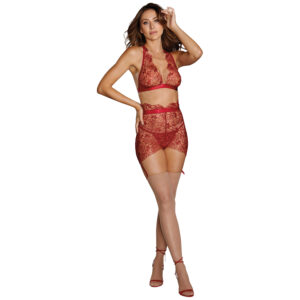 Dreamgirl Delicate Floral BH Sæt - Sort - L