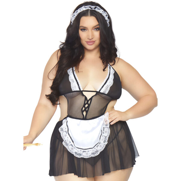 Leg Avenue French Maid Kostume Plus Size - Sort - One Size Queen