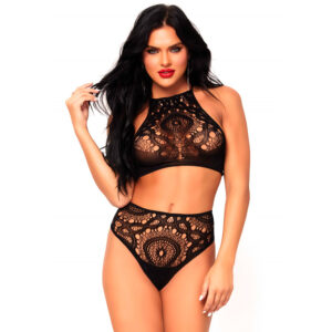 Leg Avenue Net Blonde Sæt - Sort - M/L