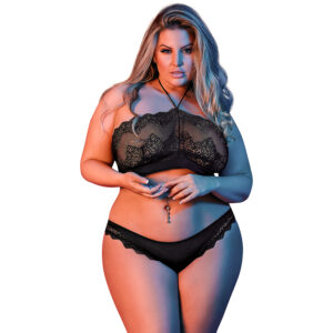 Magic Silk Halterneck BH Sæt Plus Size - Sort - Queen Size