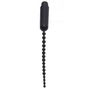 Master Series Dark Rod Beaded Sound Dilator med Vibrator - Sort