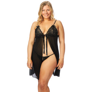 Nortie Gro Sort Blonde Babydoll Sæt Plus Size - Sort - Plus Size