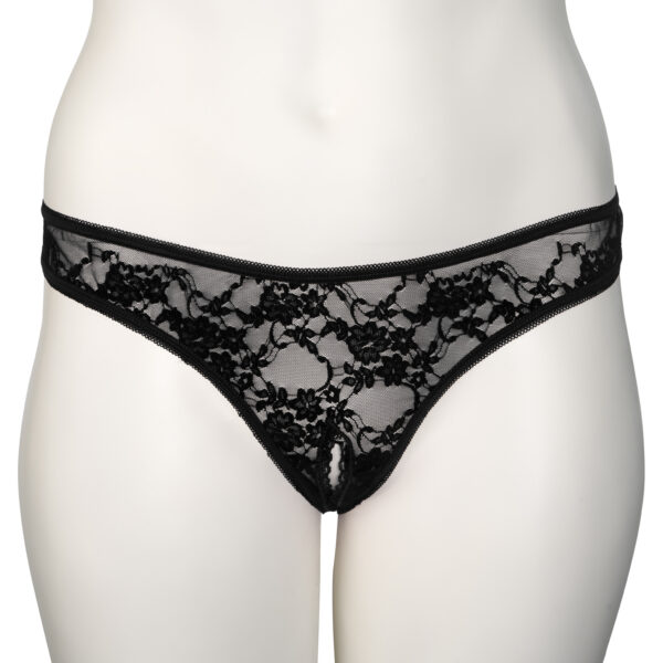 Nortie Siv Bundløs Sort Blonde G-streng Plus Size - Sort - 3XL