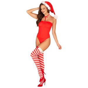 Obsessive Kissmas Teddy med Strømper - Sort - L/XL