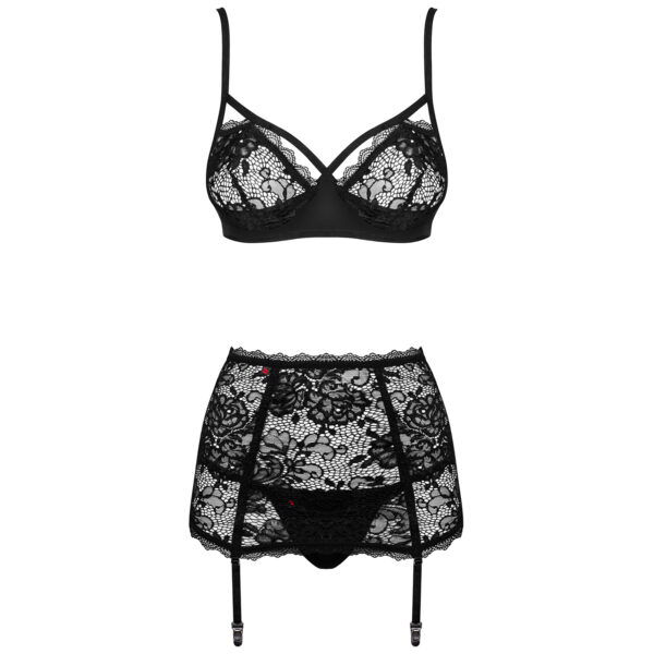 Obsessive Peonesia Sort BH Sæt - Sort - L/XL