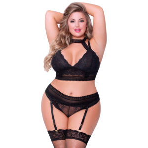 Seven til Midnight Halterneck BH Sæt Plus Size - Sort - XL/2XL