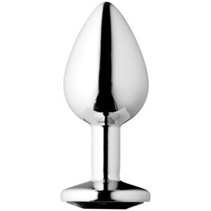 Sinful Black Jewel Stål Butt Plug Lille - Sølv