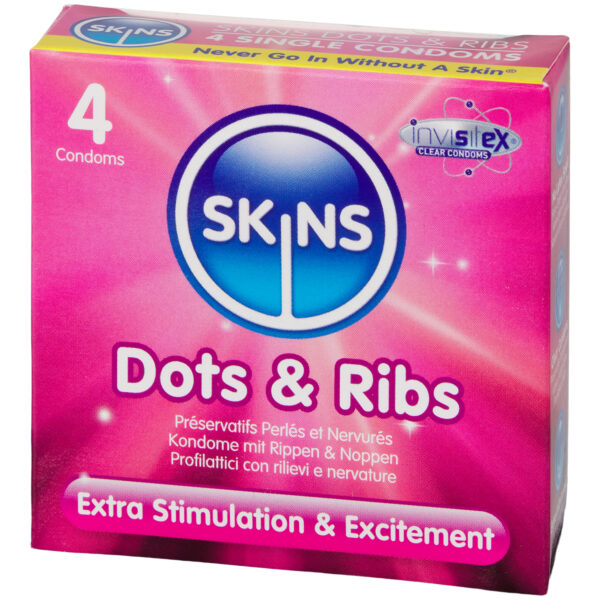 Skins Dots & Ribs Kondomer 4 stk - Klar