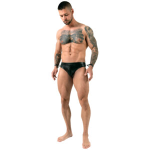 Svenjoyment Wetlook Jock med Håndjern - Sort - XL