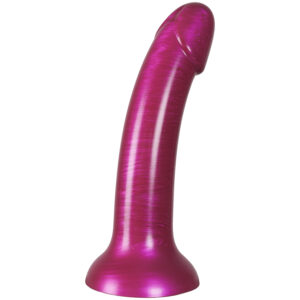 Baseks Metallic Pink Silikone Dildo 18 cm - Pink