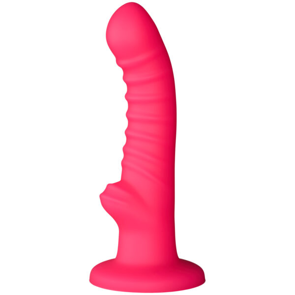 Baseks Ribbed Stimulation Silikone Dildo 17 cm - Pink