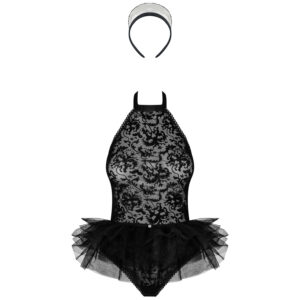 Obsessive Frilles Stuepige Body Sæt Plus Size - Sort