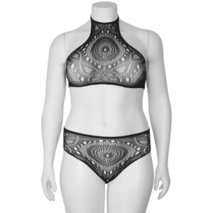 Nortie Ronja Halterneck og Bundløs Trusse Sæt Plus Size - Sort - Plus Size