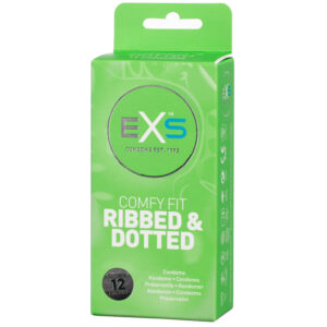 EXS 3in1 Comfy Fit Ribbed & Dotted Kondomer 12 stk - Klar