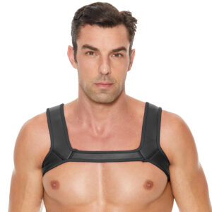 Ouch! Puppy Play Sort Harness til Brystet i Neopren - S/M