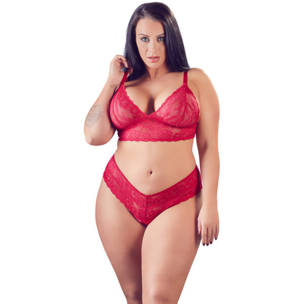Cottelli Blonde BH Sæt Rød Plus Size - Sort - XL