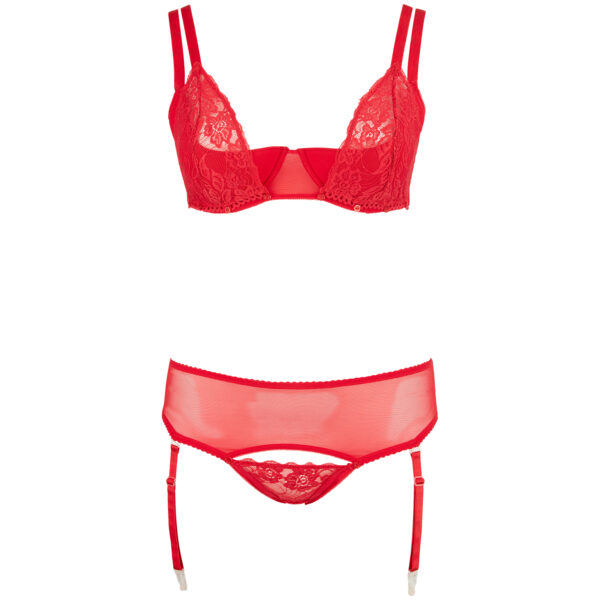 Cottelli Half Cup BH Sæt Rød Plus Size - Rød - 90F