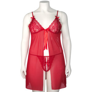 Nortie Gro Rød Blonde Babydoll Sæt Plus Size - Rød - Plus Size