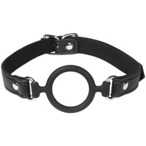 Obaie Silikone O-ring Gag i Kunstlæder - Sort