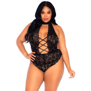 Leg Avenue Bundløs Blonde Teddy Plus Size - Sort