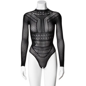 Nortie Gry Bundløs Bodystocking med Lange Ærmer - Sort - One Size