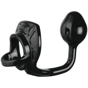 Perfect Fit Armour Tug Lock Butt Plug og Penisring - Sort