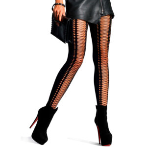 Leg Avenue Lace Up Strømpebukser - Sort - One Size