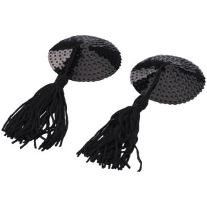 baseks Runde Sorte Nipple Covers med Kvaster - Sort