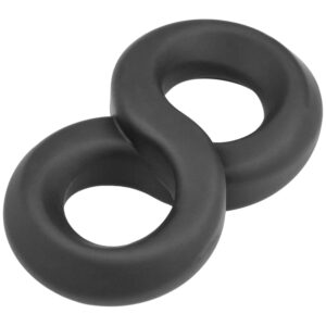Sinful Infinity Stretchy Silikone Dobbelt Penisring - Sort