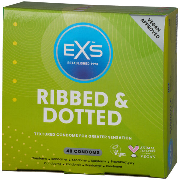 EXS Ribbed & Dotted Kondomer 12 stk - Klar