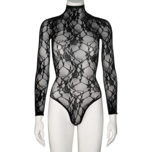 Nortie Riga Sort Blonde Bundløs Bodystocking - Sort - One Size