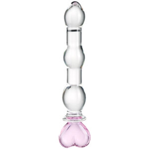 baseks Heart Beaded Glas Dildo - Klar