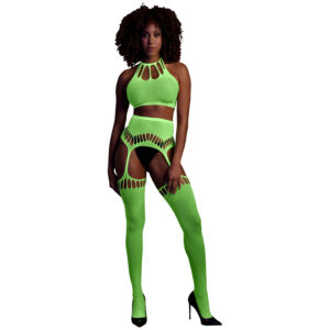 Ouch! Glow in The Dark Neon Grøn Crop Top og Strømper - Grøn