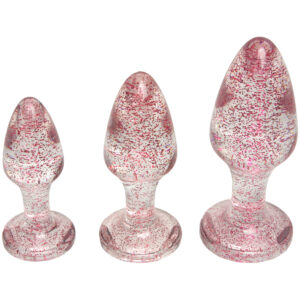 baseks Pink Glitter Butt Plug Sæt - Rosa