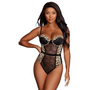 Dreamgirl Leopard Teddy - Flere farver - XL