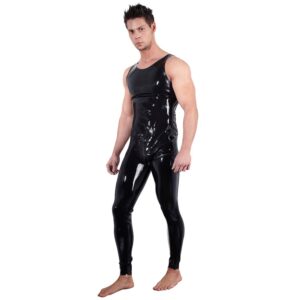 Late X Latex Catsuit uden Ærmer Mænd - Sort - S