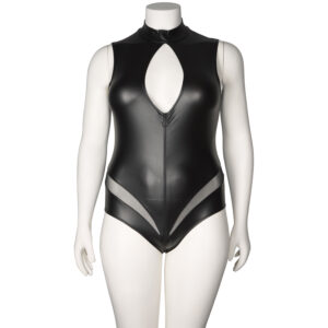 Nortie Fetish Wetlook Bundløs Body Plus Size - Sort