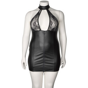 Nortie Fetish Wetlook Kjole med Keyhole Cutout Plus Size - Sort