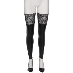 Nortie Fetish Wetlook Selvsiddende Strømper - L/XL